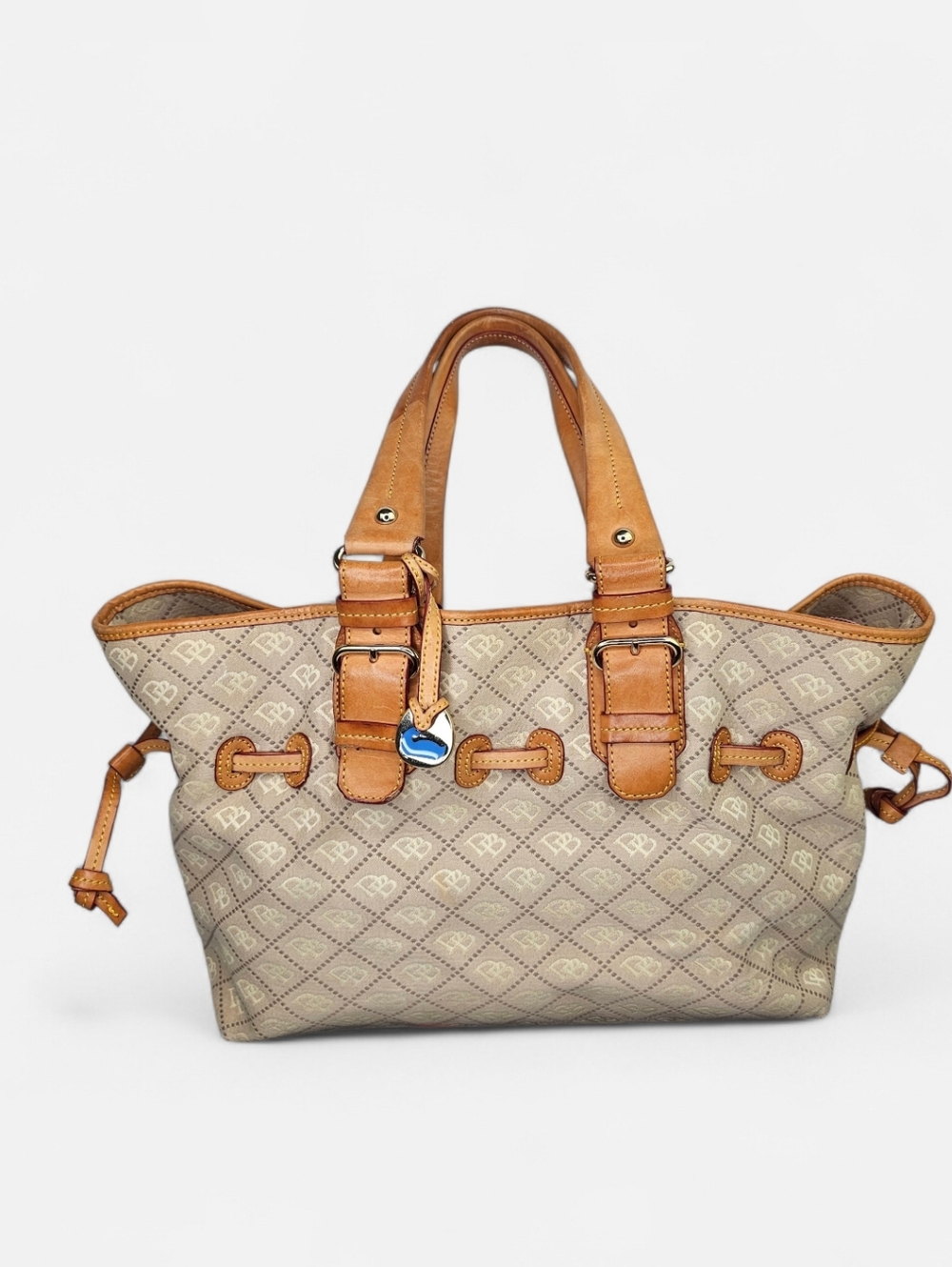 Dooney & Bourke Signature Canvas and Leather Trim Large Satchel Handbag